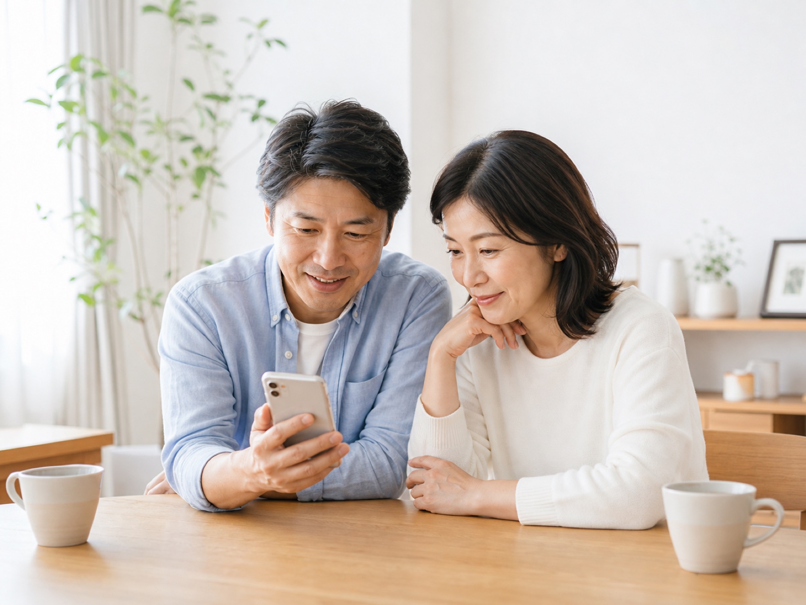 家族がスマートフォンで見守り通知を確認している写真