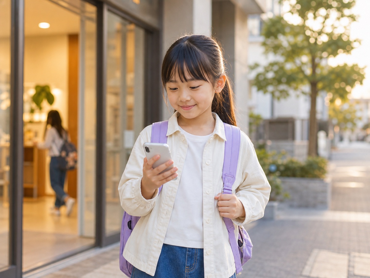 習い事が終わりスマホで今から帰る連絡をする子ども